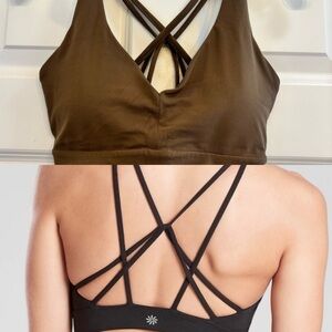 Two Athleta bras solace keyhole sports bras black brown small